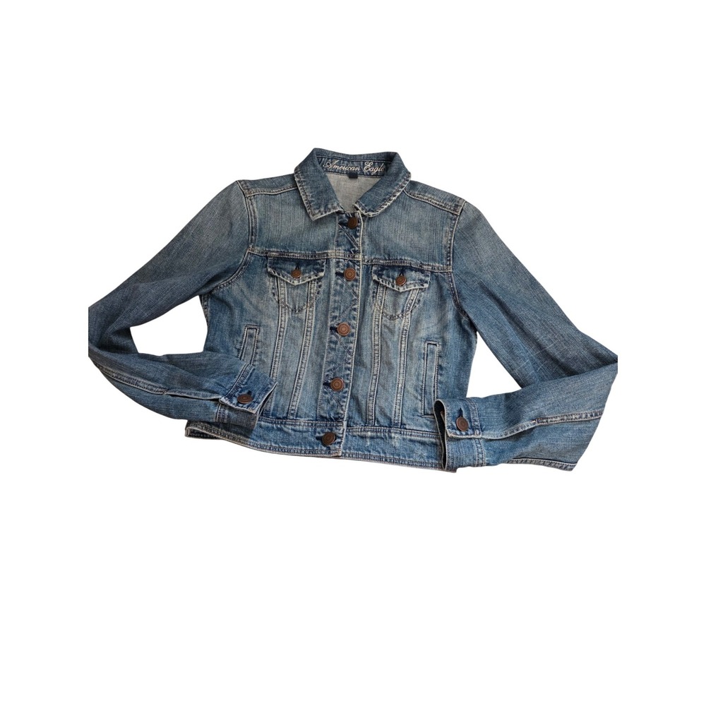 American Eagle Outfitters Denim Jacket Blue Wash Button Front Women's